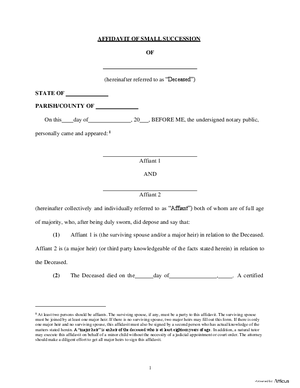 Thumbnail of Louisiana Form Affidavit Of Small Succession