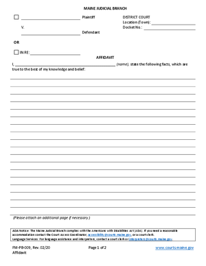Thumbnail of Maine Form Affidavit