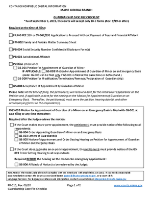 Thumbnail of Maine Form Guardianship Case File Checklist