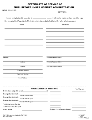 Thumbnail of Maryland Form Certificate Of Service Of Final Report Under Modifiedadministration
