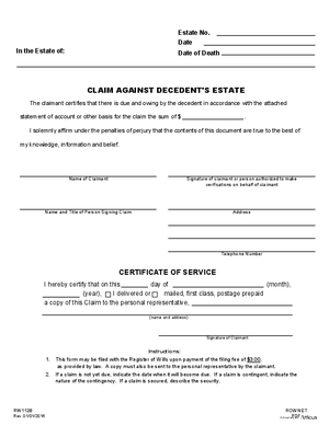Thumbnail of Maryland Form Claim Against Decedent's Estate