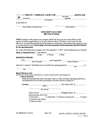 Thumbnail of Maryland Form Guardian's Account