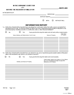 Thumbnail of Maryland Form Information Report