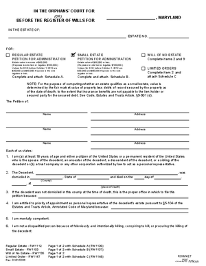 Thumbnail of Maryland Form Small Estatepacket