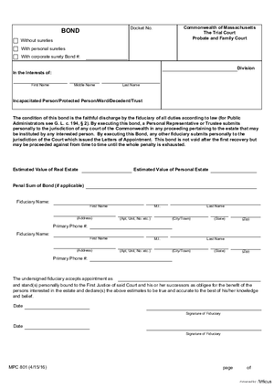 Thumbnail of Massachusetts Form Bond