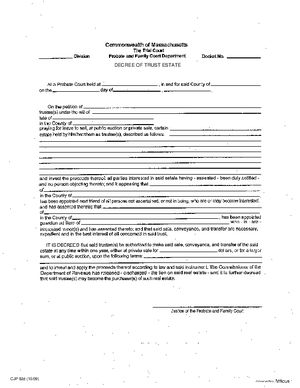 Thumbnail of Massachusetts Form Decree Of Trust Estate