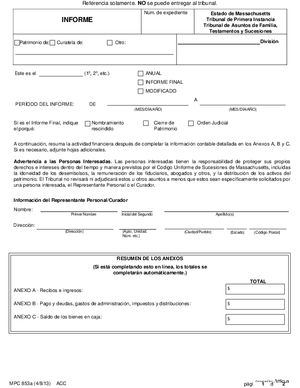 Thumbnail of Massachusetts Form Informe Sin Anexos / Account Without Schedules