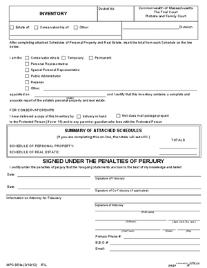 Thumbnail of Massachusetts Form Inventory Without Schedules