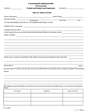 Thumbnail of Massachusetts Form Sale Of Trust Estate