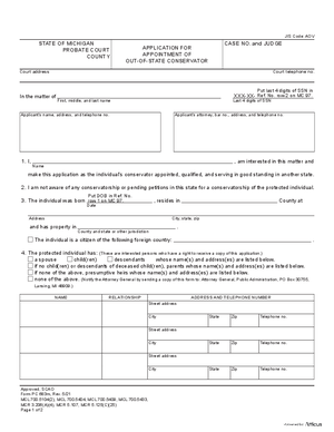 Thumbnail of Michigan Form Application For Appointment Of Out-of-state Conservator