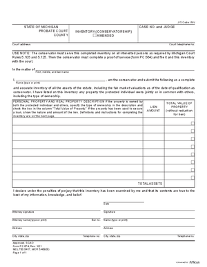 Thumbnail of Michigan Form Inventory (Conservatorship)