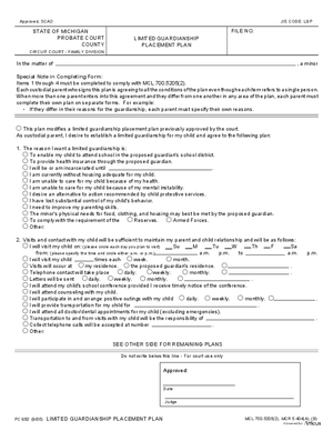 Thumbnail of Michigan Form Limited Guardianship Placement Plan