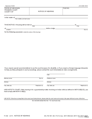 Thumbnail of Michigan Form Notice Of Hearing