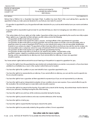Thumbnail of Michigan Form Notice Of Rights To Alleged Incapacitated Individual