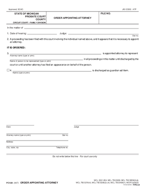 Thumbnail of Michigan Form Order Appointing Attorney