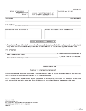 Thumbnail of Michigan Form Order For Appointment Of Out-of-state Conservator