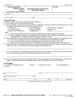 Thumbnail of Michigan Form Order Regarding Petition For Protective Order