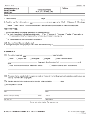 Thumbnail of Michigan Form Order Regarding Real Estate/dwelling