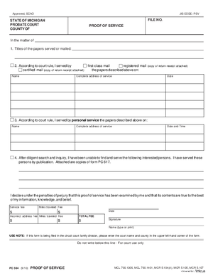 Thumbnail of Michigan Form Proof Of Service