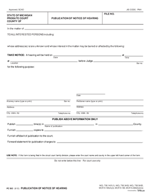 Thumbnail of Michigan Form Publication Of Notice Of Hearing