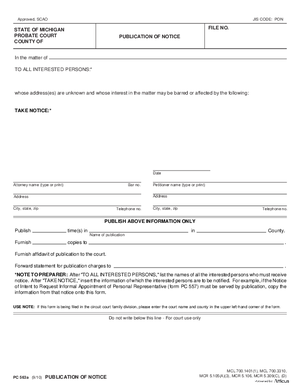 Thumbnail of Michigan Form Publication Of Notice