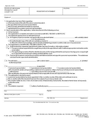 Thumbnail of Michigan Form Register’s Statement