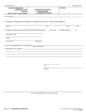 Thumbnail of Michigan Form Request For Notice