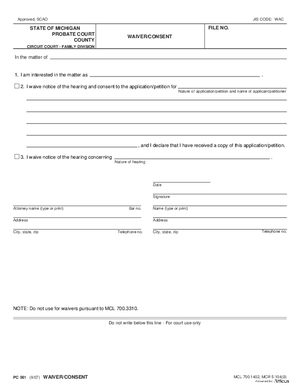 Thumbnail of Michigan Form Waiver/consent