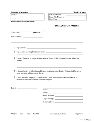 Thumbnail of Minnesota Form Demand For Notice