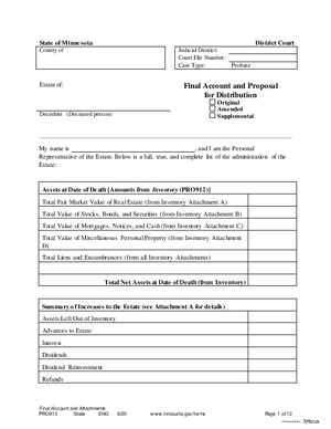 Thumbnail of Minnesota Form Final Account And Proposal For Distribution