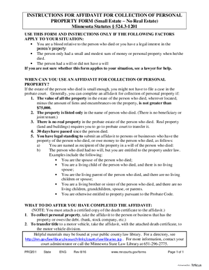 Thumbnail of Minnesota Form Instructions – Affidavit For Collection Of Personal Property (Small Estate - No Real Estate)