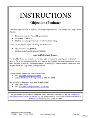 Thumbnail of Minnesota Form Instructions - Objection (Probate)