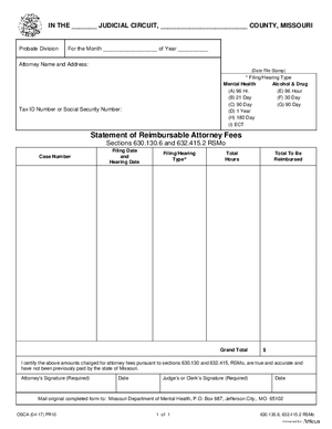 Thumbnail of Missouri Form Pr 10 Statement Of Reimbursable Attorney Fees