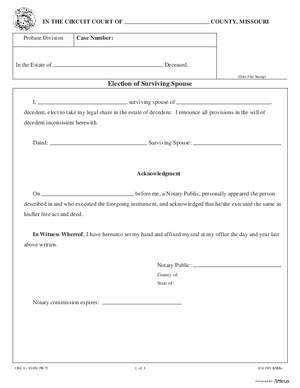 Thumbnail of Missouri Form Pr 75 Election Of Surviving Spouse