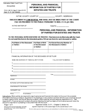 Thumbnail of Nebraska Form Personal And Financial Information For Estates And Trusts