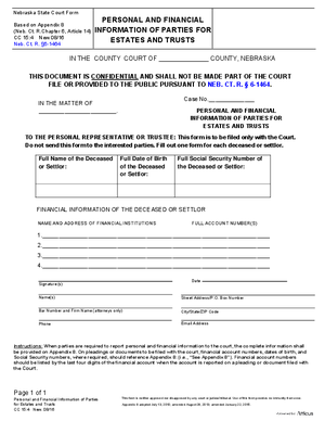 Thumbnail of Nebraska Form Personal And Financial Information Of Parties For Estates And Trusts (Based On Ch 6 Art 14, App 8)
