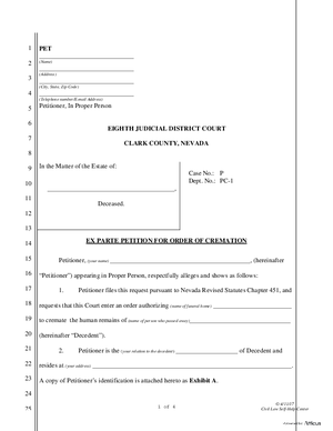 Thumbnail of Nevada Form Cremation Packet Fillable