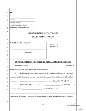 Thumbnail of Nevada Form Med Records Packet