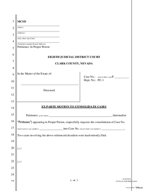 Thumbnail of Nevada Form Motion To Consolidate Packet Fillable