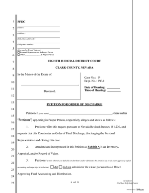 Thumbnail of Nevada Form Petition For Discharge Fillable