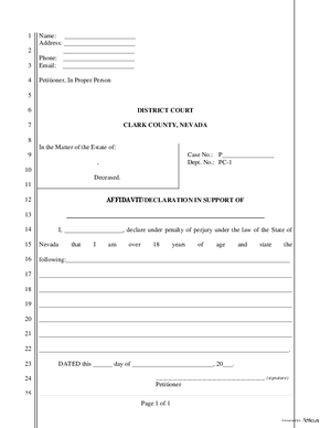 Thumbnail of Nevada Form Probate Generic Affidavit Fillable Secured
