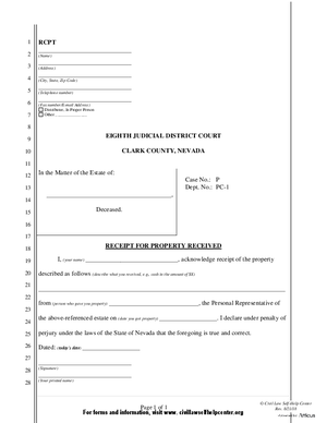 Thumbnail of Nevada Form Receipt Fillable