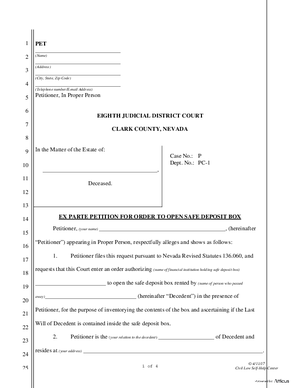 Thumbnail of Nevada Form Safe Deposit Packet