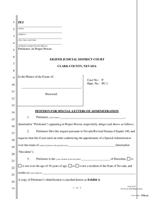 Thumbnail of Nevada Form Special Administrator Packet