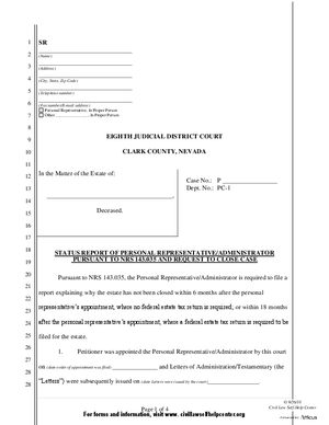 Thumbnail of Nevada Form Status Request To Close Fillable