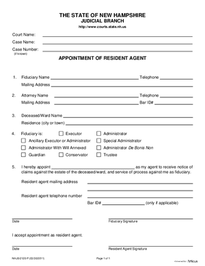 Thumbnail of New Hampshire Form Appointment Of Resident Agent