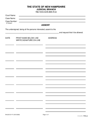 Thumbnail of New Hampshire Form Assent Form