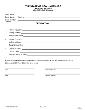 Thumbnail of New Hampshire Form Declination Form