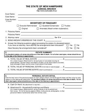 Thumbnail of New Hampshire Form Inventory Of Fiduciary