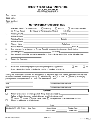 Thumbnail of New Hampshire Form Motion For Extension Of Time